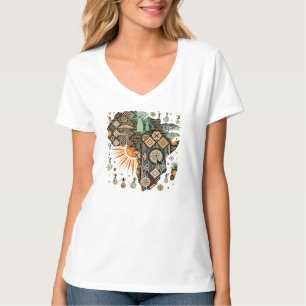 Afrika-Karte Dekorative Stammes-Elemente Muster T-Shirt