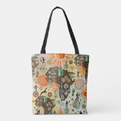 Afrika-Karte Dekorative Stammes-Elemente Muster Tasche (Rückseite)