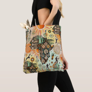 Afrika-Karte Dekorative Stammes-Elemente Muster Tasche