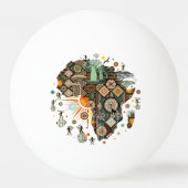 Afrika-Karte Dekorative Stammes-Elemente Muster Tischtennisball (Vorderseite)