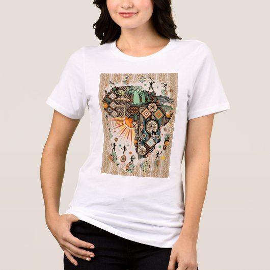 Afrika-Karte Dekorative Stammes-Elemente Muster Tri-Blend Shirt (Vorderseite)