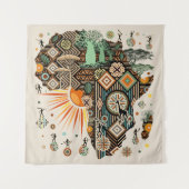 Afrika-Karte Dekorative Stammes-Elemente Muster Wandteppich (Vorderseite)