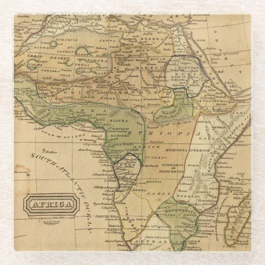 Afrika-Karte durch Worcester Glasuntersetzer (Vorderseite)