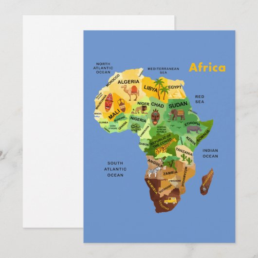 Afrika-Karte Feiertagskarte (Vorne/Hinten)