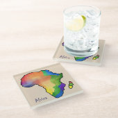 Afrika-Karte Glasuntersetzer (Schrägansicht)