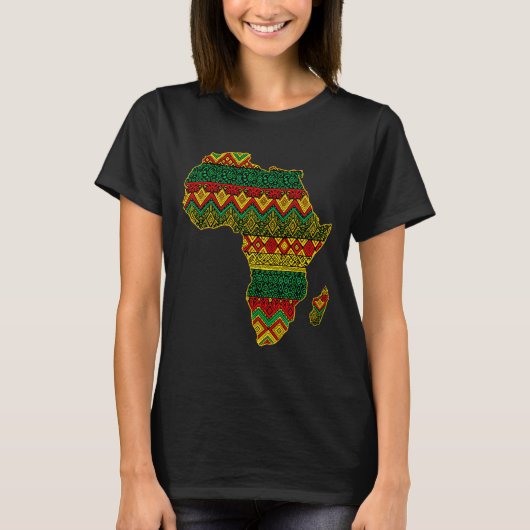Afrika Karte Kente Juneteenth Afroamerikanisch Sch T-Shirt (Vorderseite)