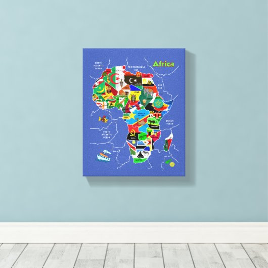 Afrika-Karte Leinwanddruck (Insitu (Holzboden))