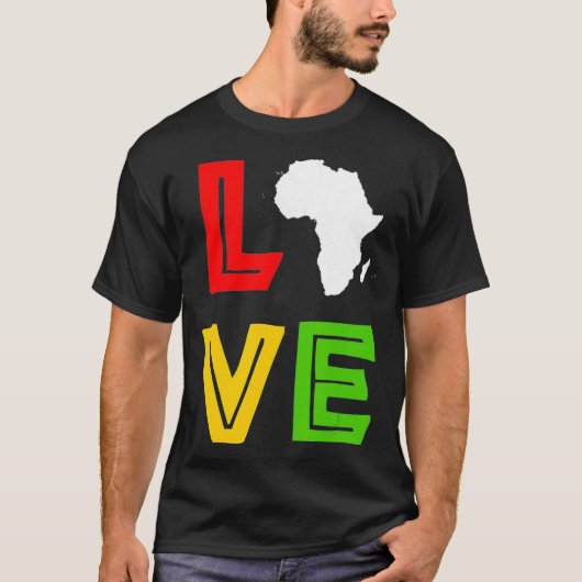 Afrika Karte Liebe Schwarze Geschichte Monat Afrik T-Shirt (Vorderseite)