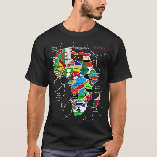 Afrika-Karte mit Flaggen T-Shirt (Vorderseite)