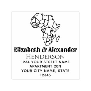 Afrika-Karte mit Ländern Ehepartner Name Rücksende Permastempel