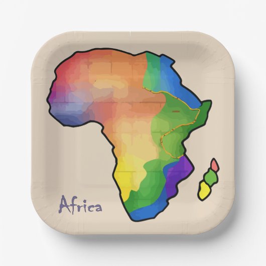 Afrika-Karte Pappteller (Vorderseite)