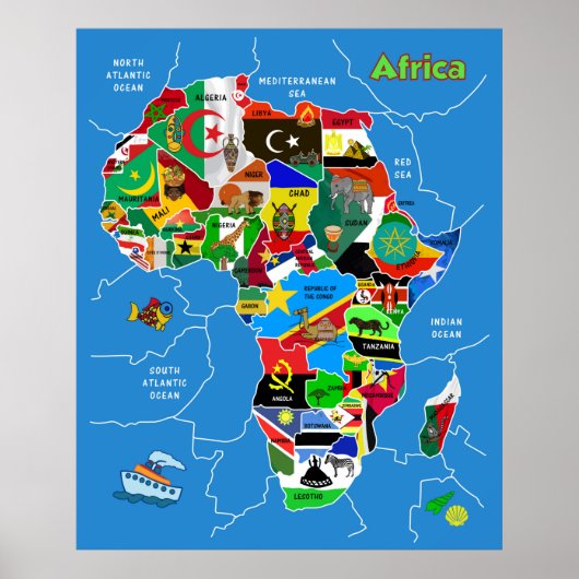 Afrika-Karte Poster (Vorne)