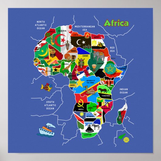Afrika-Karte Poster (Vorne)