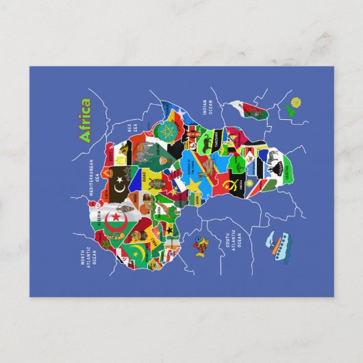 Afrika-Karte Postkarte (Vorderseite)