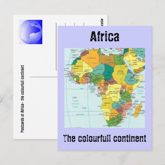 Afrika-Karte Postkarte (Vorne/Hinten)