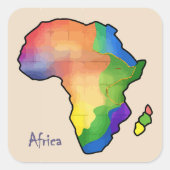 Afrika-Karte Quadratischer Aufkleber (Vorderseite)