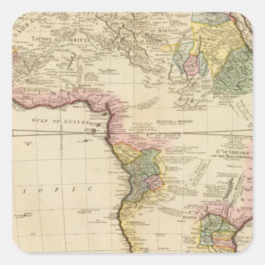Afrika-Karte Quadratischer Aufkleber (Vorderseite)