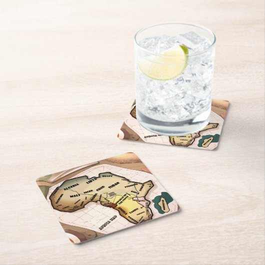 Afrika-Karte Rechteckiger Pappuntersetzer (Vor Ort)