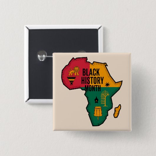 Afrika Karte Schwarzgeschichte Monat Button (Vorne & Hinten)