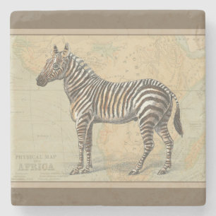 Afrika-Karte und ein Zebra Steinuntersetzer