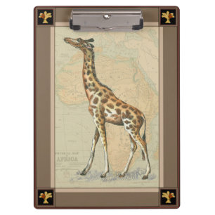Afrika-Karte und eine Giraffe Klemmbrett