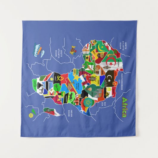 Afrika-Karte Wandteppich (Vorderseite (Horizontal))