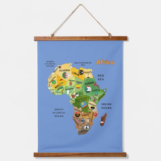 Afrika-Karte Wandteppich Mit Holzrahmen (Vorderseite)