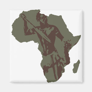 Afrika-Karten-afrikanische Kriegers-Grafik Magnet