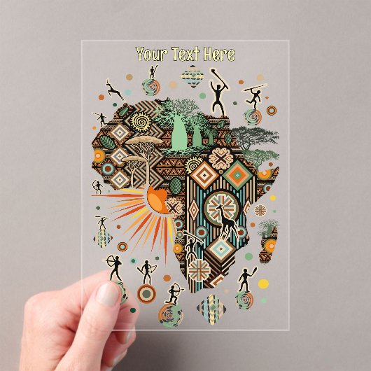 Afrika-Karten-Dekorative-Stammes-Elemente-Muster Acryleinladungen (Insitu (Handheld))