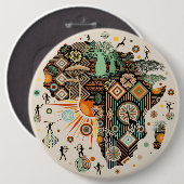 Afrika-Karten-Dekorative-Stammes-Elemente-Muster Button (Vorne & Hinten)