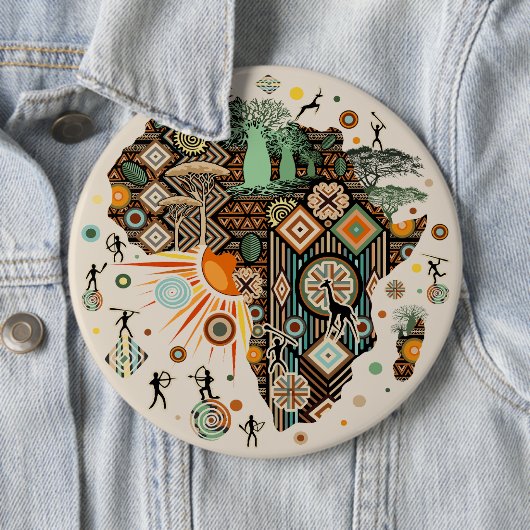 Afrika-Karten-Dekorative-Stammes-Elemente-Muster Button (Beispiel)