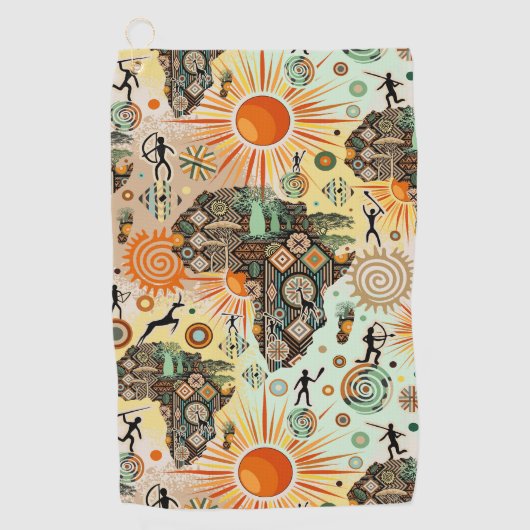 Afrika-Karten-Dekorative Stammes-Elemente-Muster Golfhandtuch (Vorderseite)