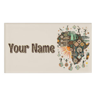 Afrika-Karten-Dekorative Stammes-Elemente-Muster Namenschild