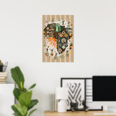 Afrika-Karten-Dekorative Stammes-Elemente-Muster Poster (Heimbüro)