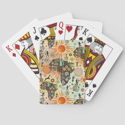 Afrika-Karten-Dekorative-Stammes-Elemente-Muster Spielkarten (Rückseite)