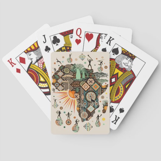 Afrika-Karten-Dekorative Stammes-Elemente-Muster Spielkarten (Rückseite)