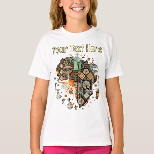Afrika-Karten-Dekorative Stammes-Elemente-Muster T-Shirt (Vorderseite)