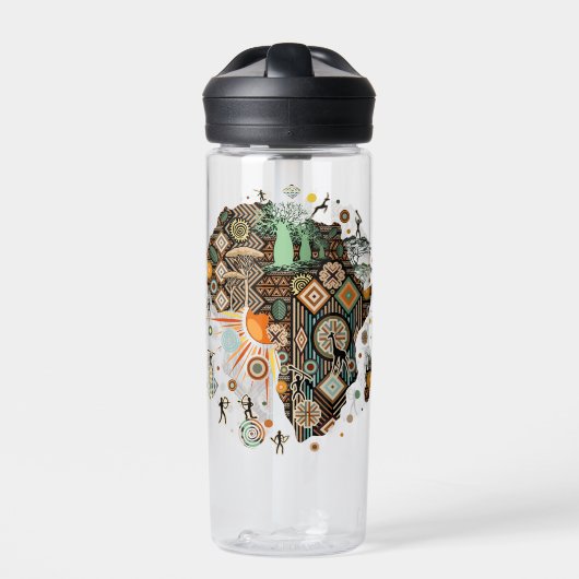 Afrika-Karten-Dekorative-Stammes-Elemente-Muster Trinkflasche (Vorderseite)