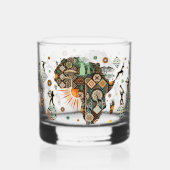Afrika-Karten-Dekorative-Stammes-Elemente-Muster Whiskyglas (Rückseite)