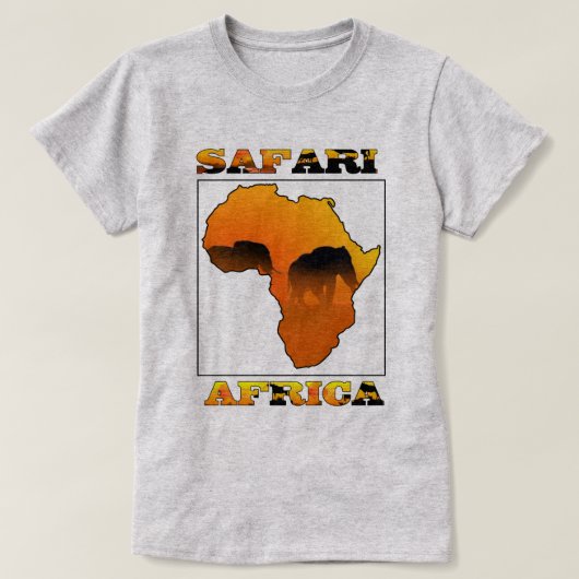 Afrika-Karten-Safari-T-Shirt mit Elefanten T-Shirt (Design vorne)