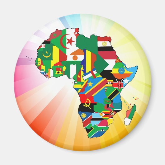 Afrika Kontinent Flagge Karte 2 Magnet (Vorne)