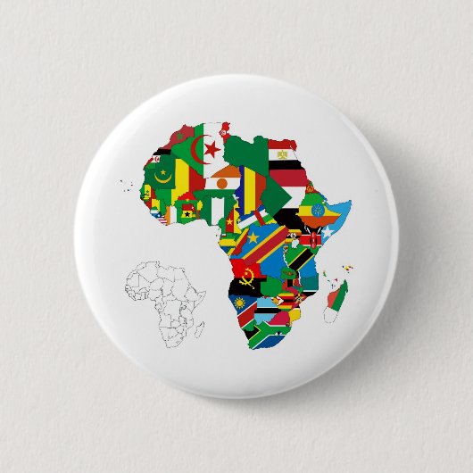 Afrika Kontinent Flagge Karte Button (Vorderseite)