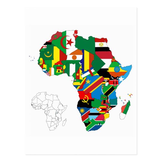 Afrika Kontinent Flaggen Karte Postkarte Zazzle De