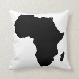 Afrika-Kontinent-schwarzes u. weißes überfülltes Kissen