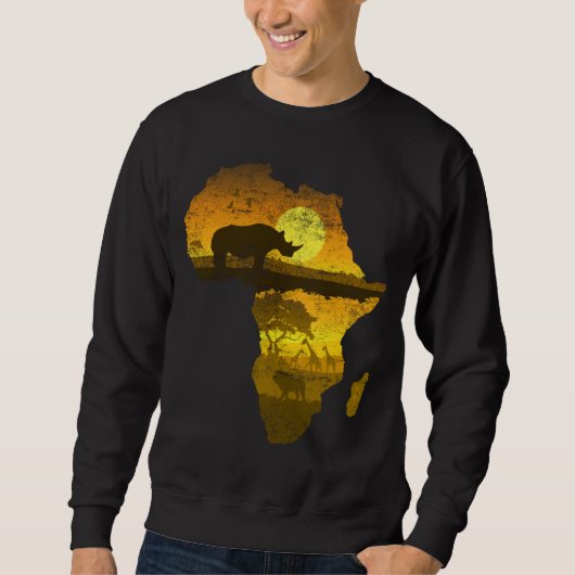 Afrika Kontinent Sunset Rhinoceros Safari Sweatshirt (Vorderseite)