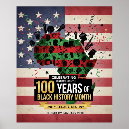 Afrika Kontinent US-Flagge Black History Poster (Vorne)