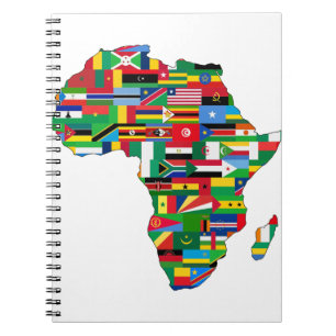 Afrika Kontinentale Länder Flaggenstaaten Notizblock