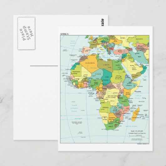 Afrika-Landkarte Postkarte (Vorne/Hinten)