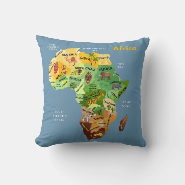 Afrika Map Artwork Kissen (Vorderseite)