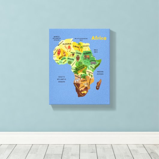 Afrika Map Artwork Leinwanddruck (Insitu (Holzboden))